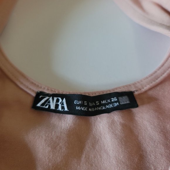 Zara Bodysuit Small Beige Pink Tank Style Snap Closure One Piece - Picture 2 of 3